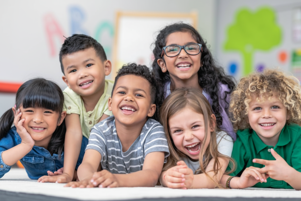 Children smiling at school