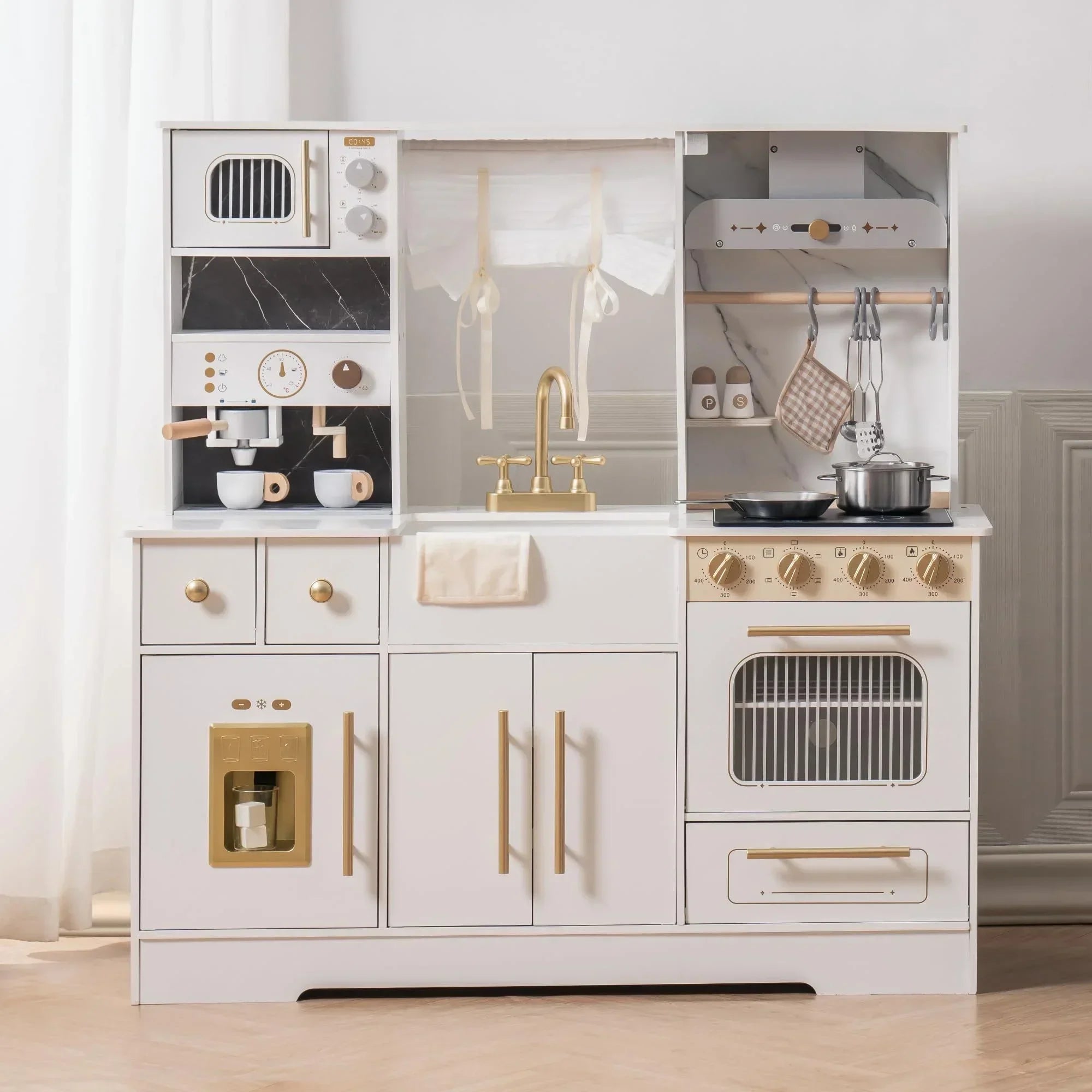 Lifesize wooden play kitchen furniture for kids with realistic features