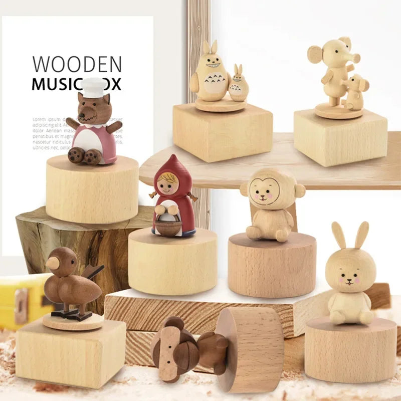 Handcrafted wooden music boxes featuring classic melodies, perfect heirloom gifts for children and collectors