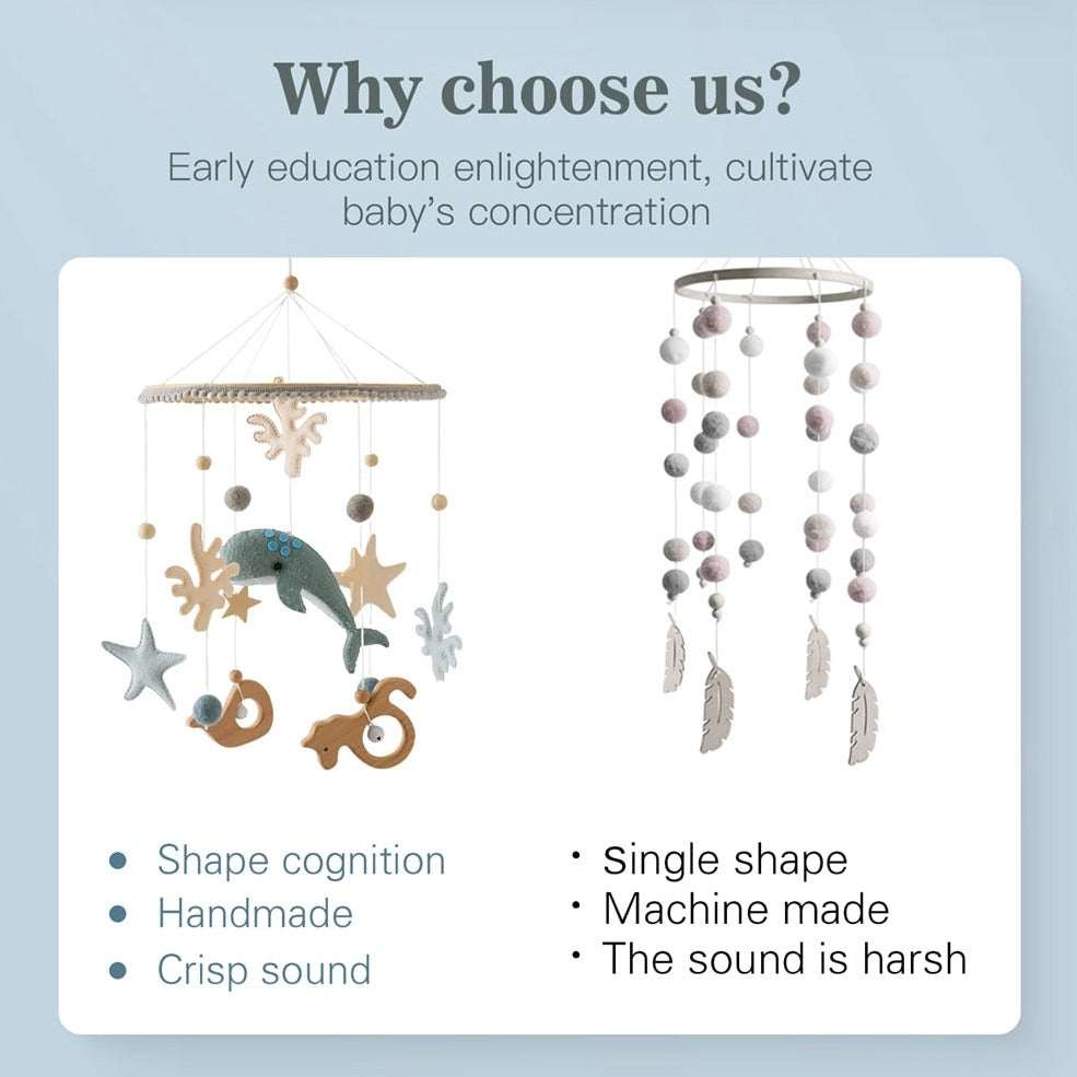 0-12 Months Baby Wooden Whale Crib Mobile - Oliver & Company Montessori Toys