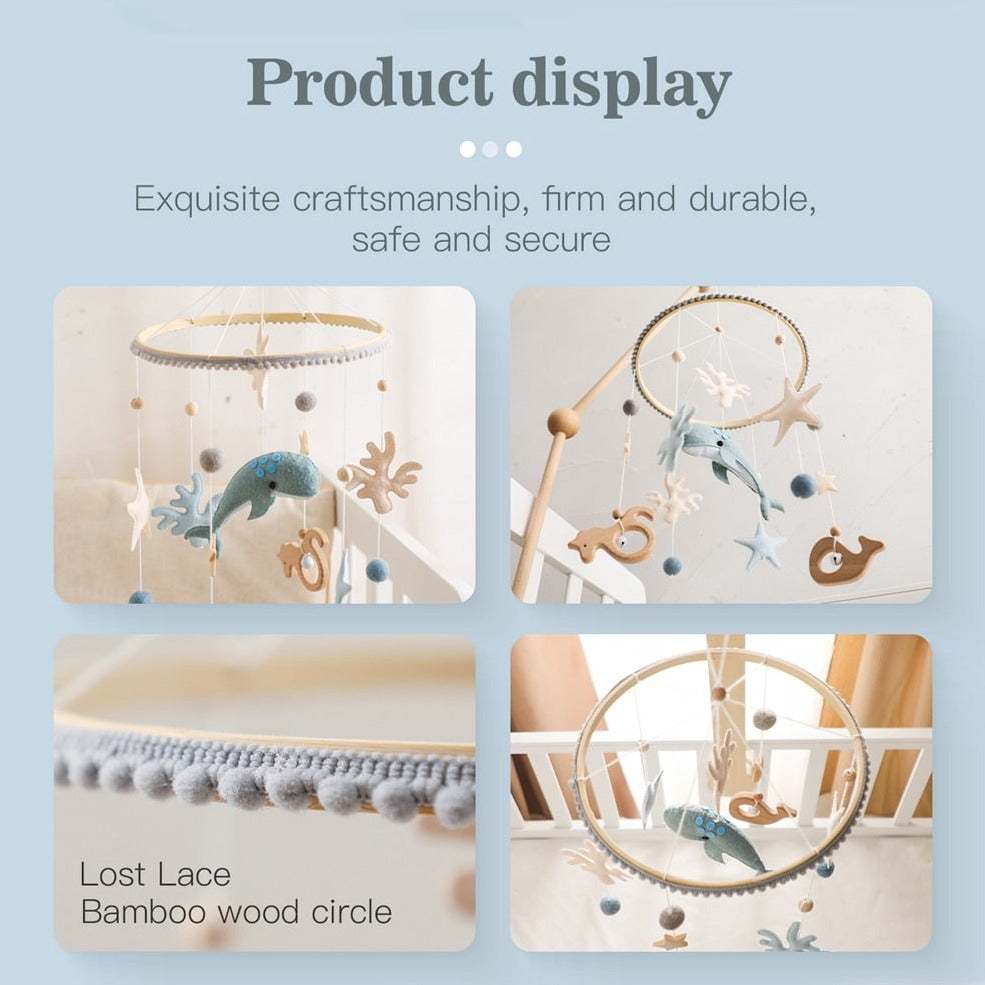 0-12 Months Baby Wooden Whale Crib Mobile - Oliver & Company Montessori Toys