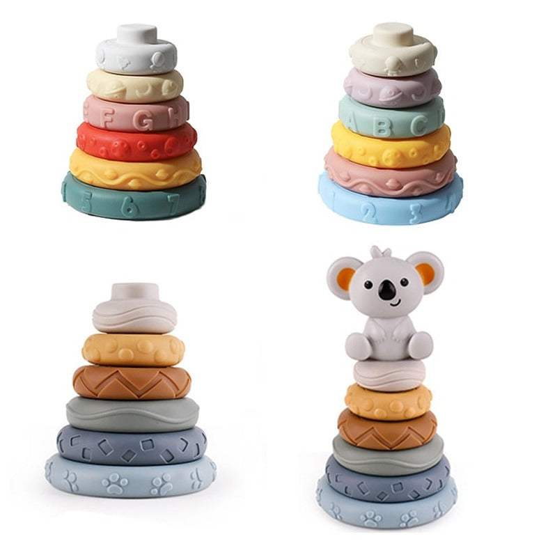 1 Set Baby Silicone Rainbow Stacking Toys - Oliver & Company Montessori Toys
