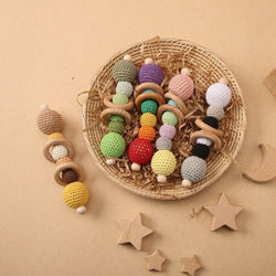 1pcs Baby Crochet Wooden Rattle - Oliver & Company Montessori Toys