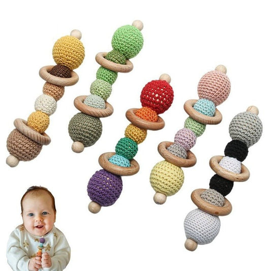 1pcs Baby Crochet Wooden Rattle - Oliver & Company Montessori Toys