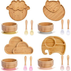 4pcs Baby Bamboo Feeding Dish Sets - Oliver & Company Montessori Toys