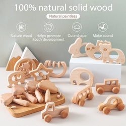 4pcs Set Wooden Baby Rattles and Teether Toys - Oliver & Company Montessori Toys