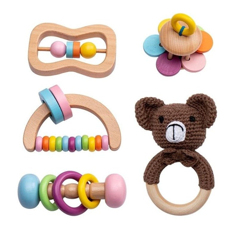5 pcs Set Baby Montessori Crochet Animal Rattles - Oliver & Company Montessori Toys