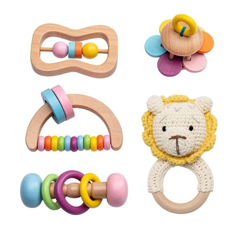 5 pcs Set Baby Montessori Crochet Animal Rattles - Oliver & Company Montessori Toys