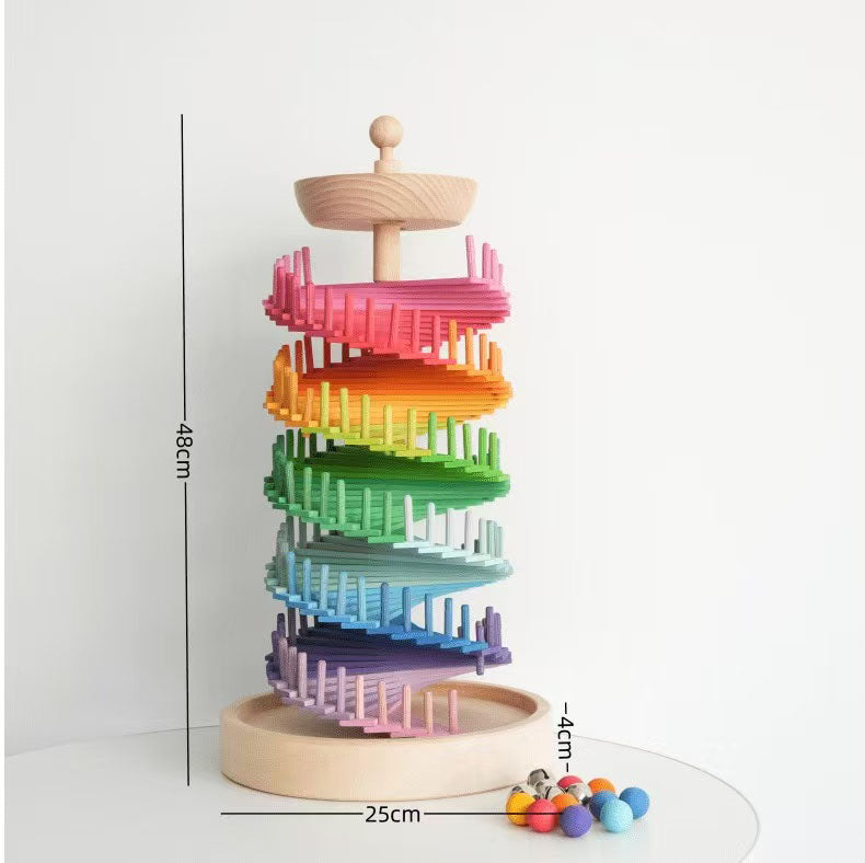 Wooden Rainbow Spiral Marble Run Tower | Dimensions