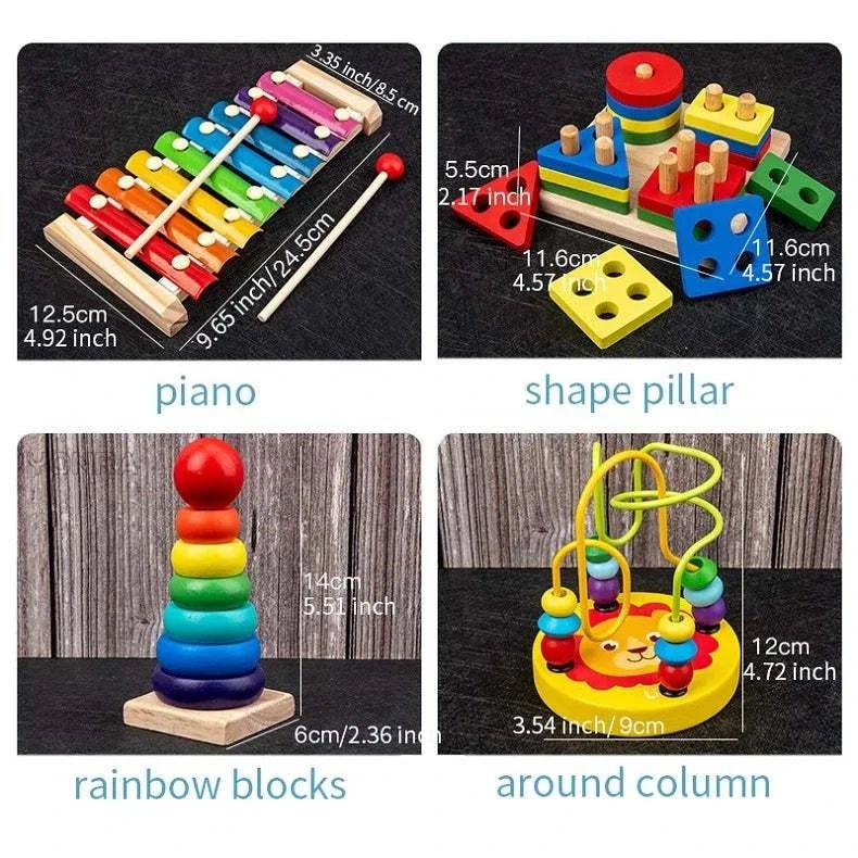 9-in-1 Wooden Montessori Toys Set - Oliver & Company Montessori Toys