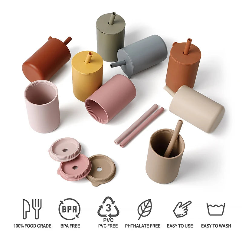 Silicone Baby Training Cup with Straw