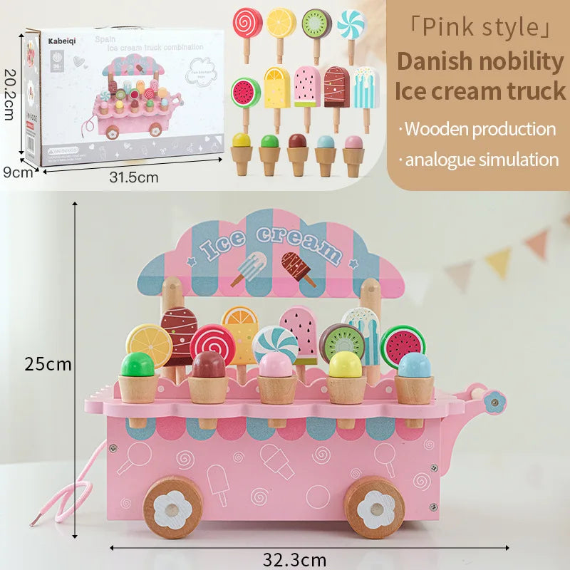 Wooden Ice Cream Cart – Montessori Pretend Play Toy