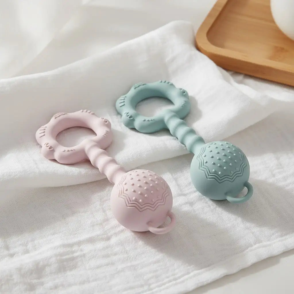 Silicone Ring Rattle and Suction Flower Set