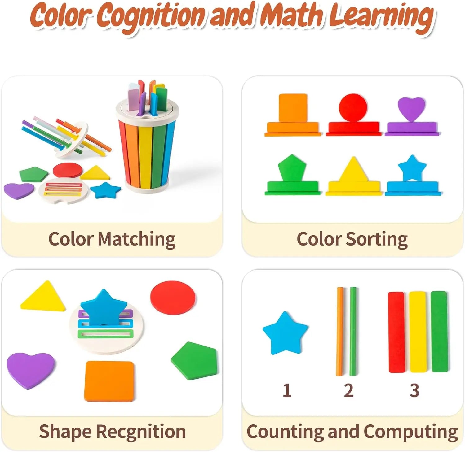 Montessori Color Sorting Bucket Set | Oliver Montessori Toys