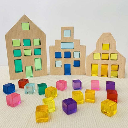 Acrylic Lucent Cubes and Wooden Blocks & Cube Sets #1-32 Oliver & Company Toys