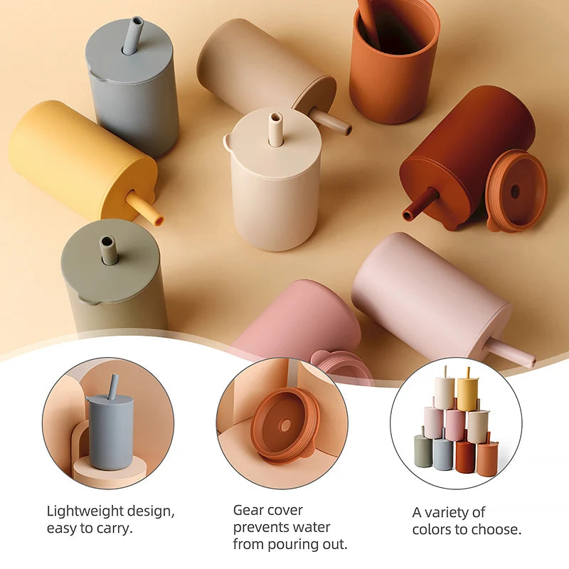 Silicone Baby Training Cup with Straw