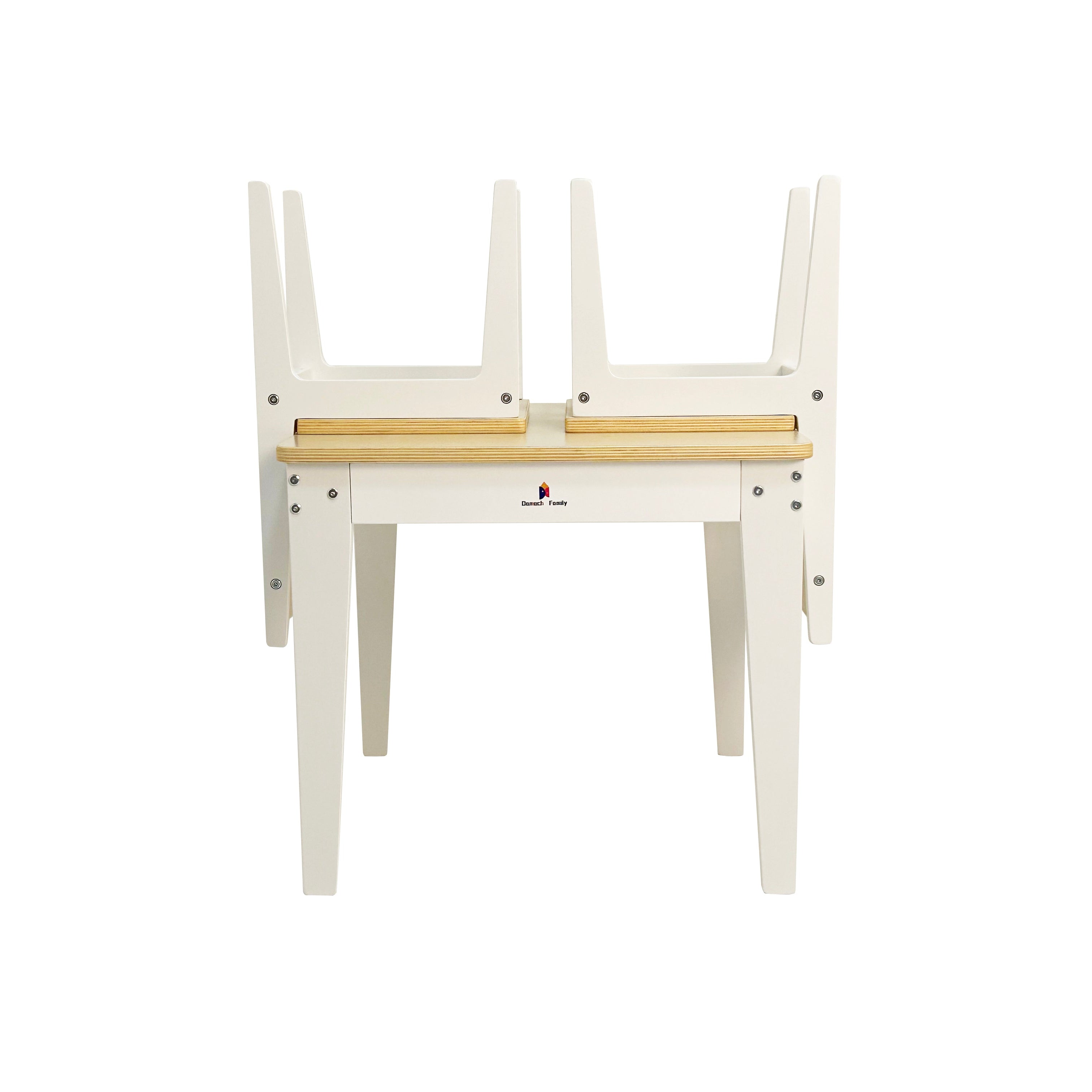 White children's table and chairs set on a white background