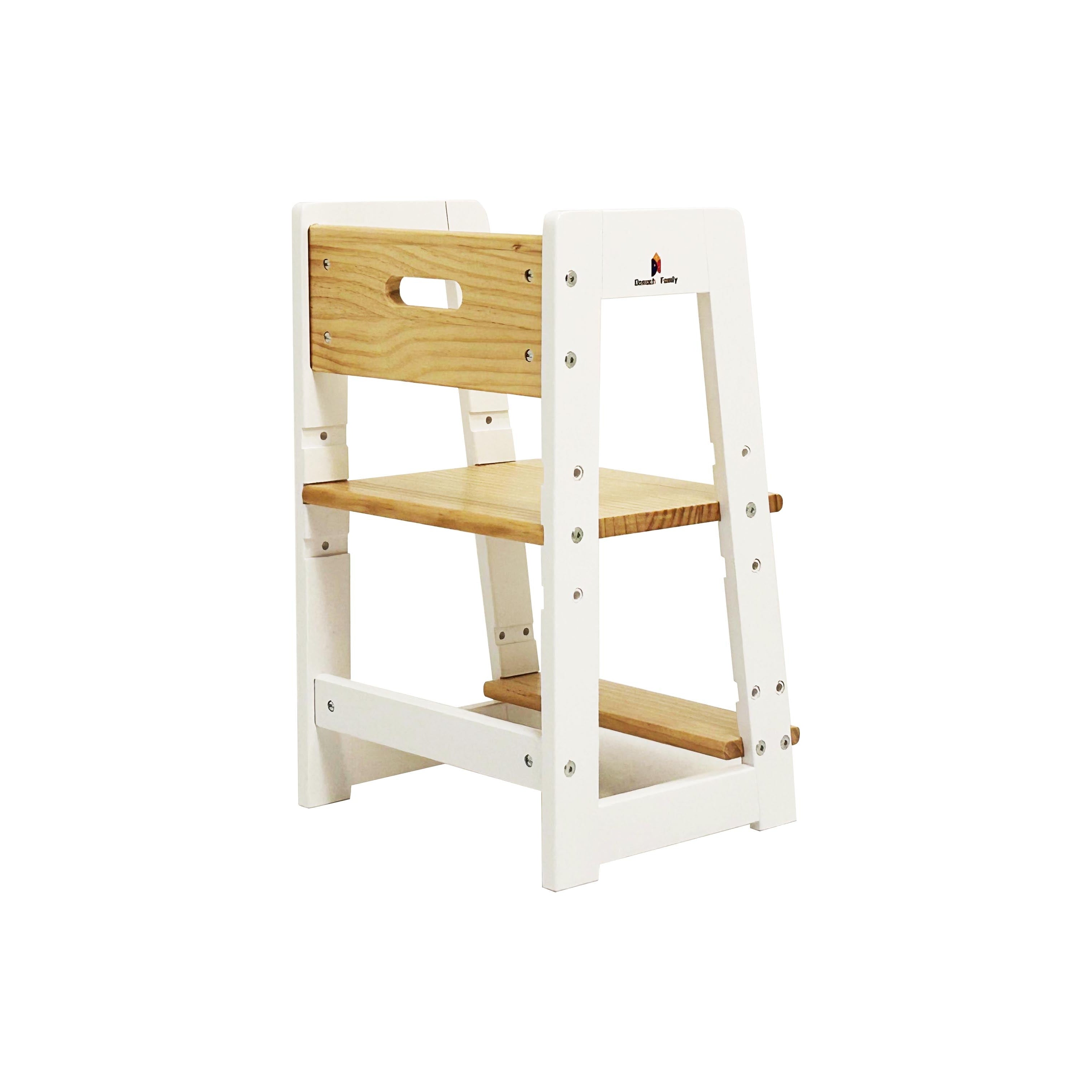 Wooden chair with white frame on a white background