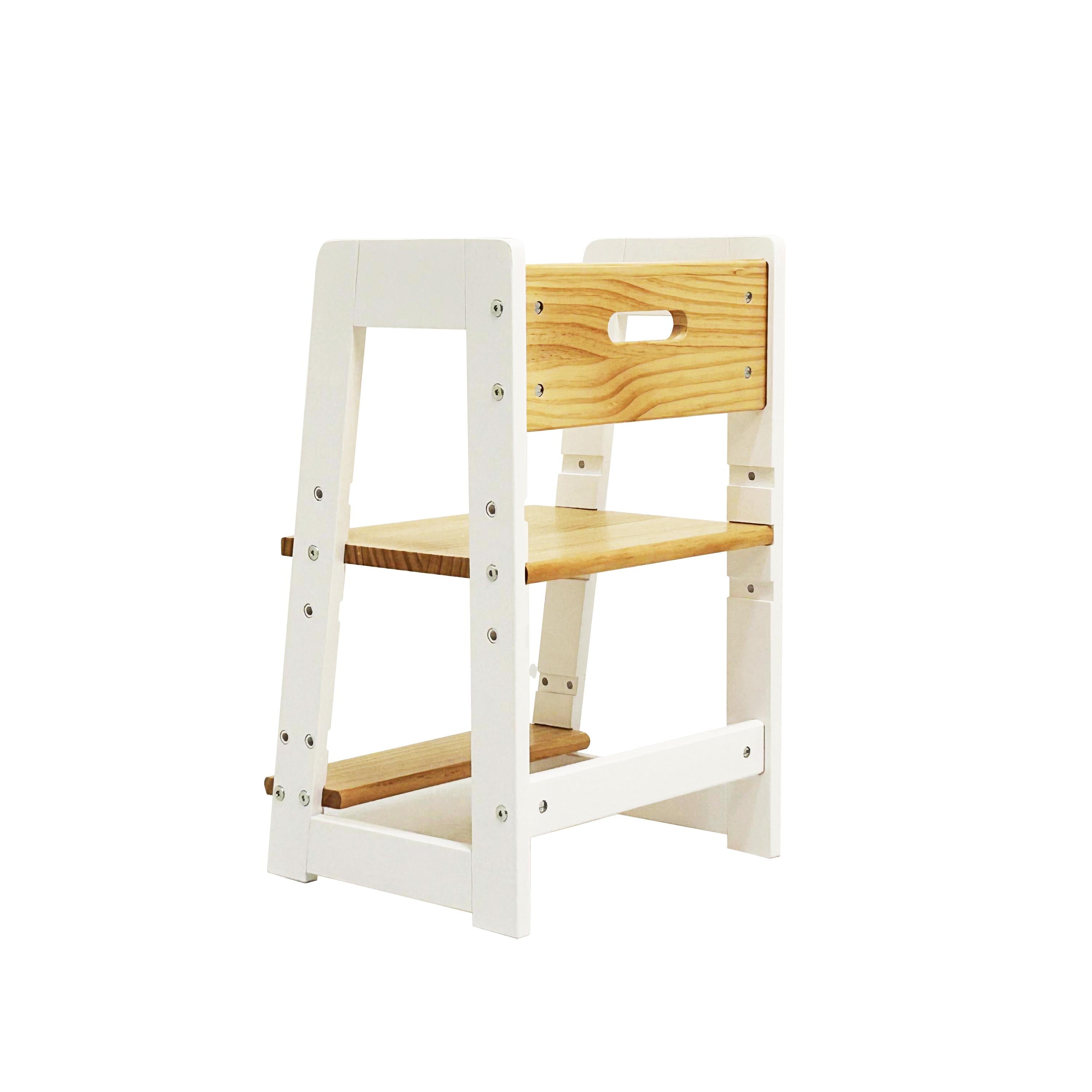 Wooden chair with white frame on a white background