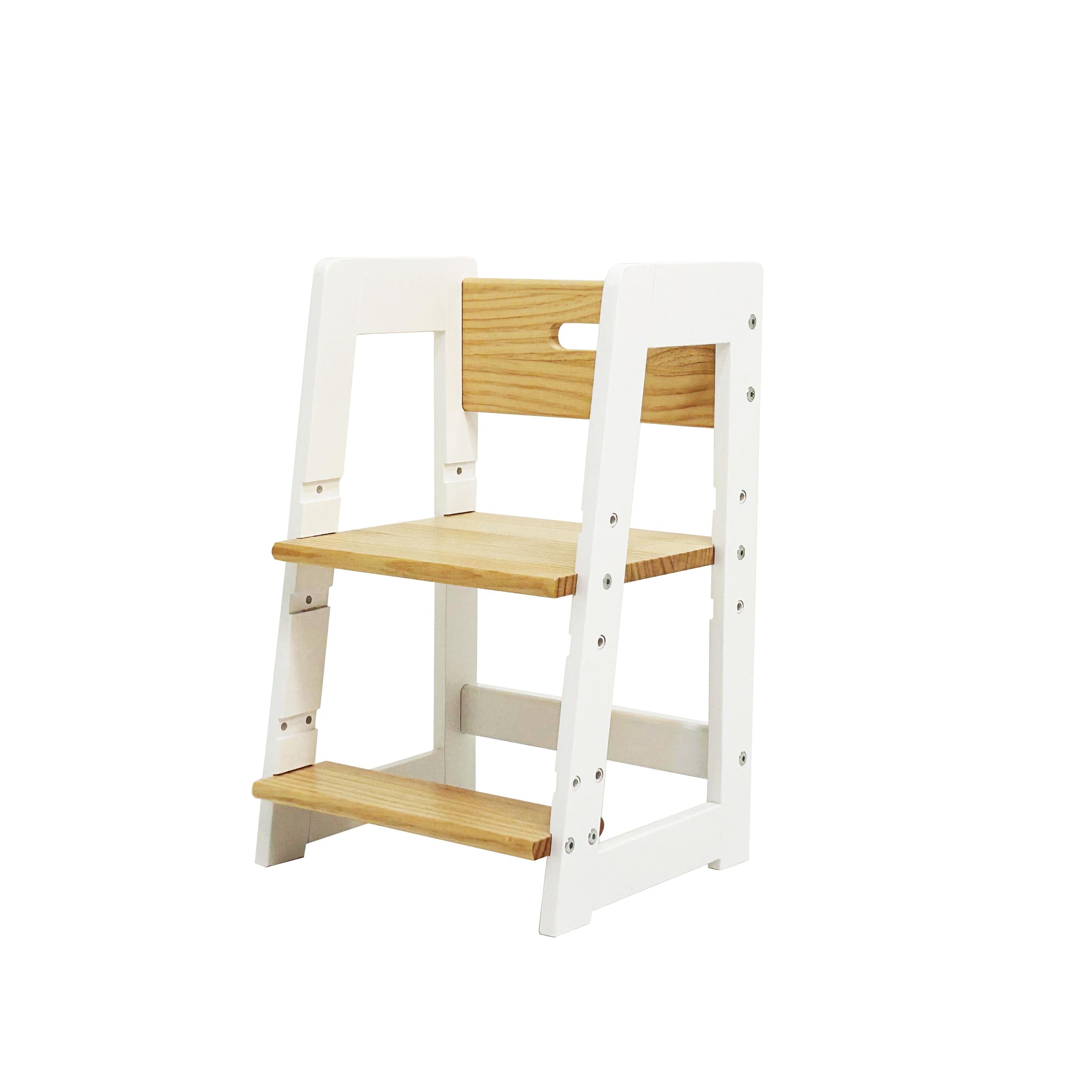 White and wooden children's chair on a white background
