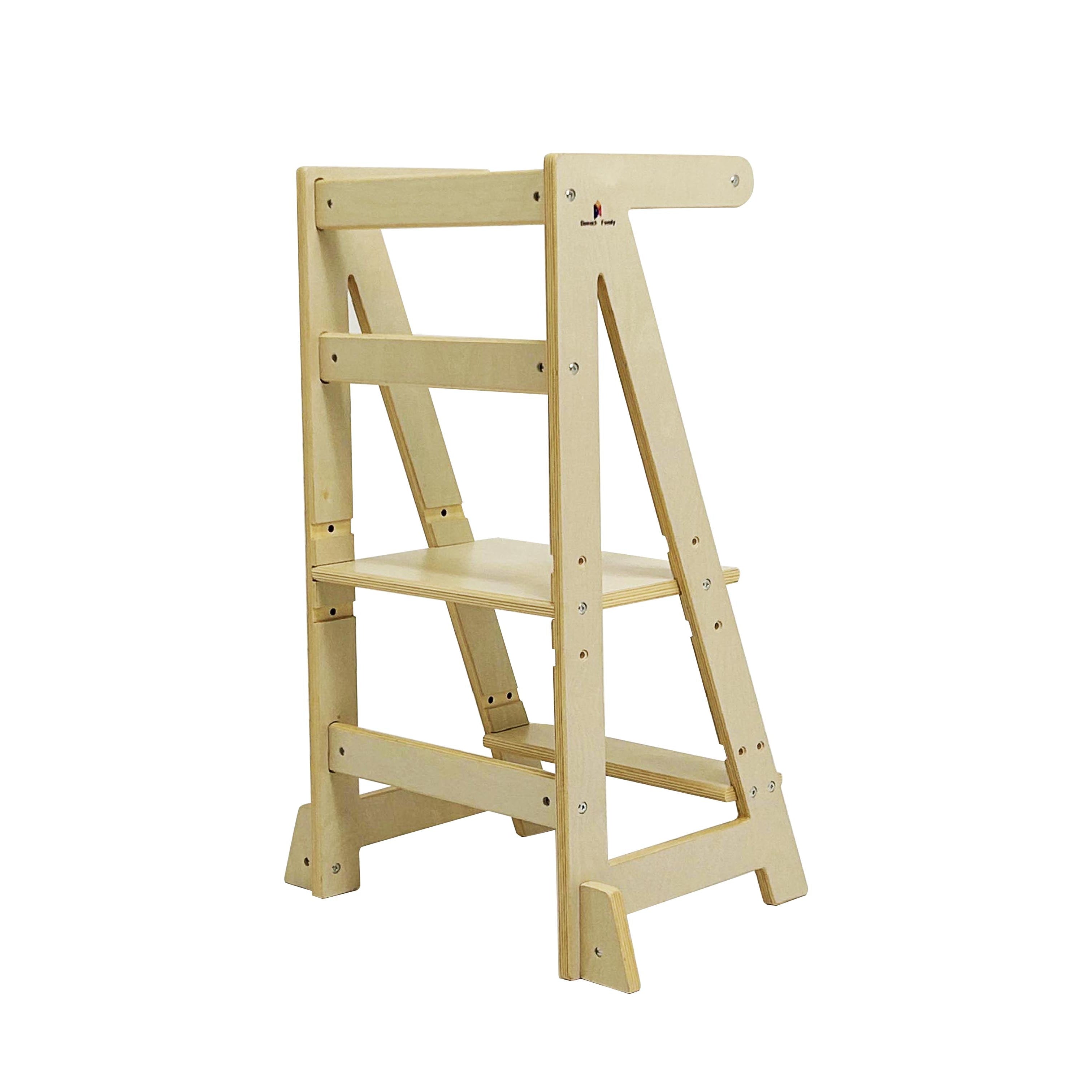 Wooden step ladder on a white background