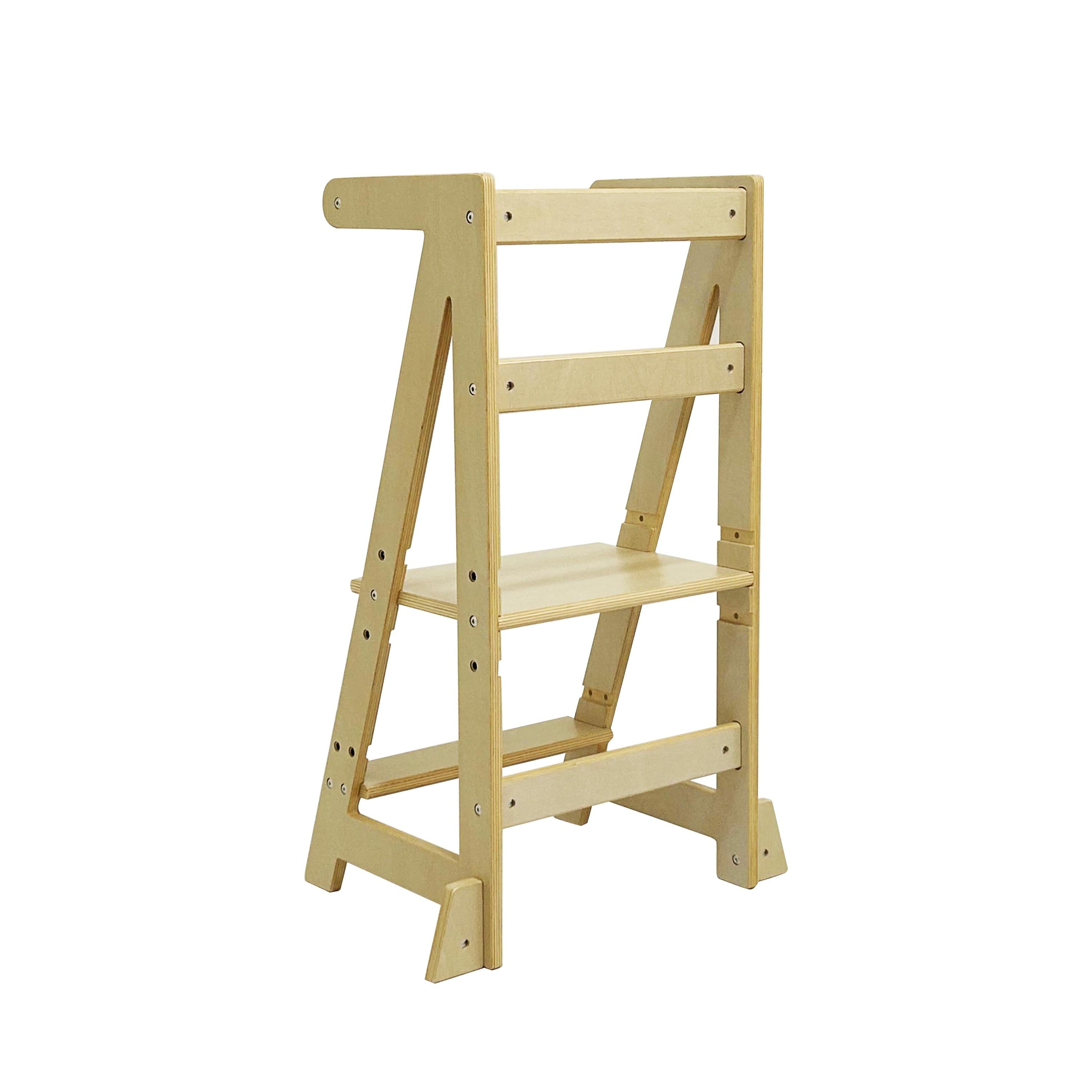 Wooden step ladder on a white background