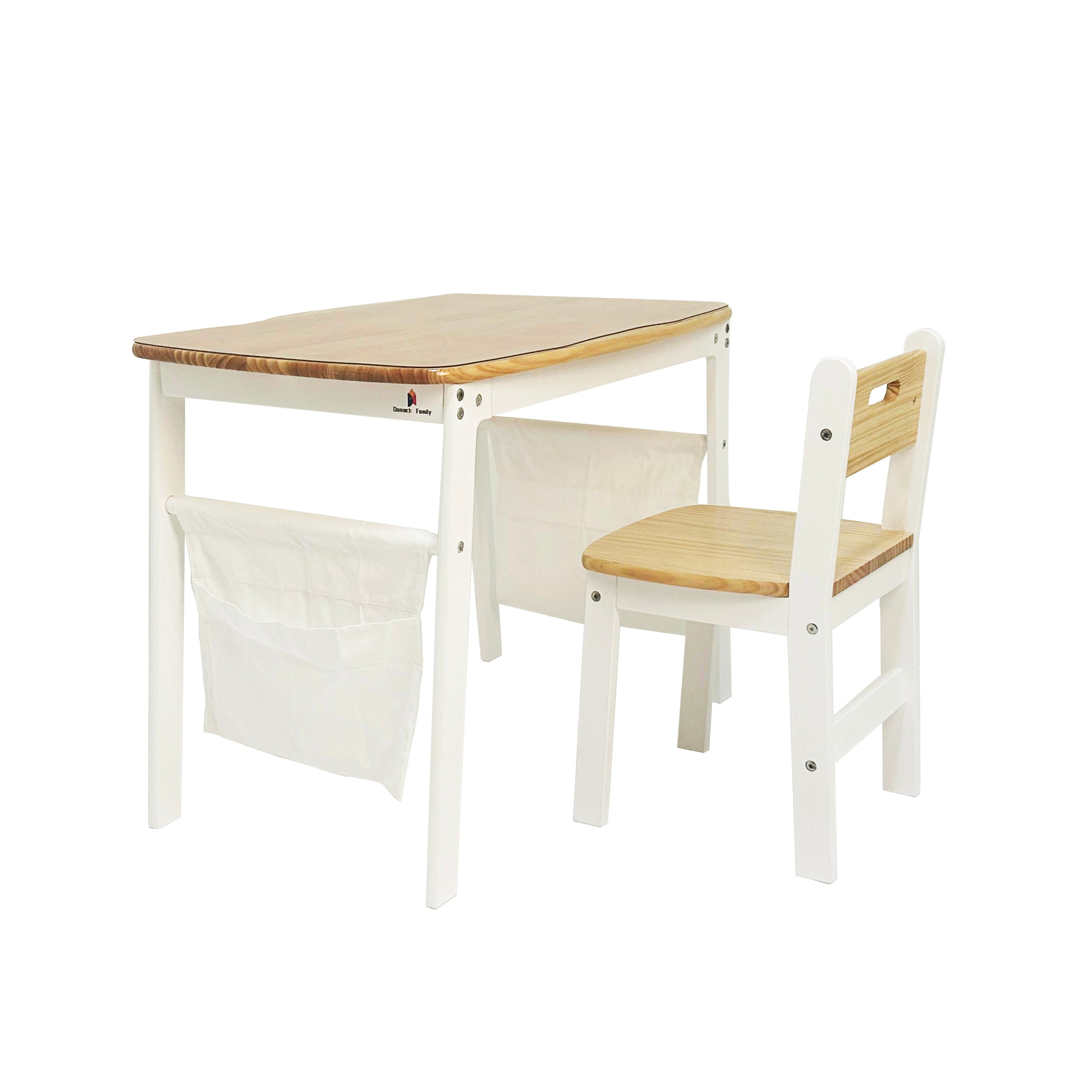 Wooden table and chairs on a white background