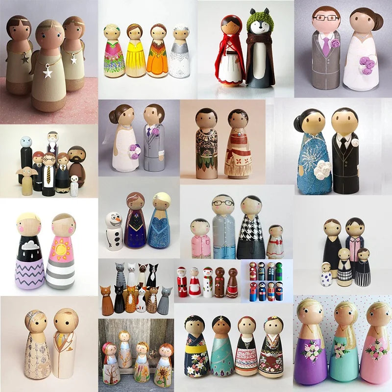 50pcs Unpainted Wooden Peg Dolls | Oliver Montessori Toys