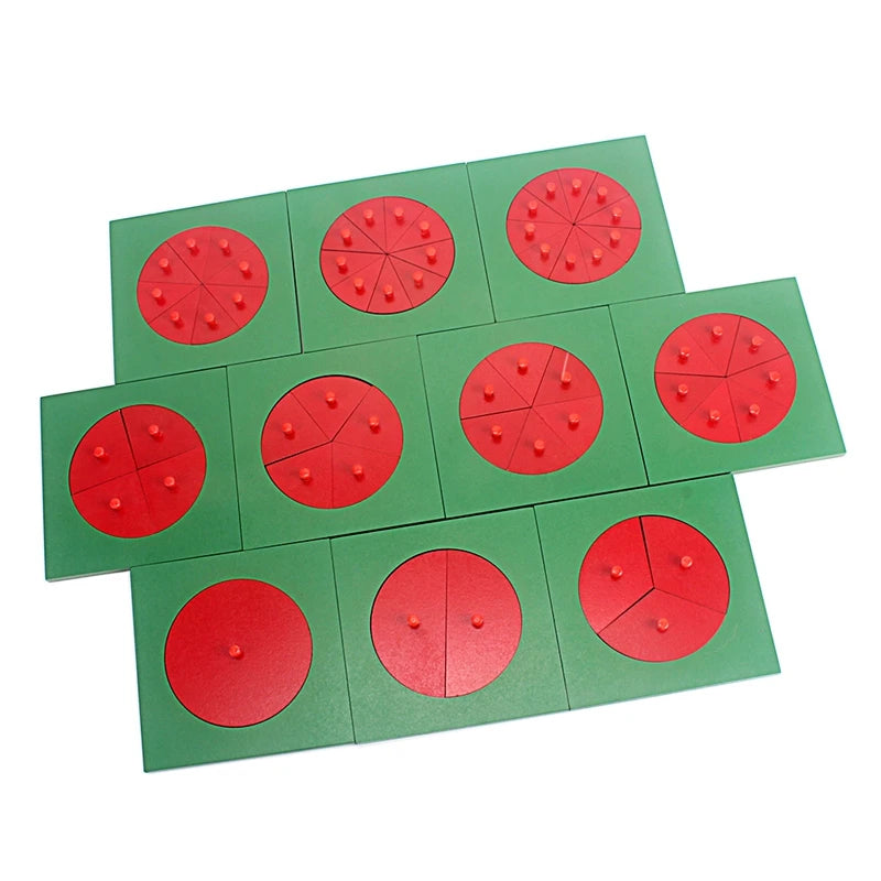 Montessori Wooden Fraction Shapes | Oliver Montessori Toys