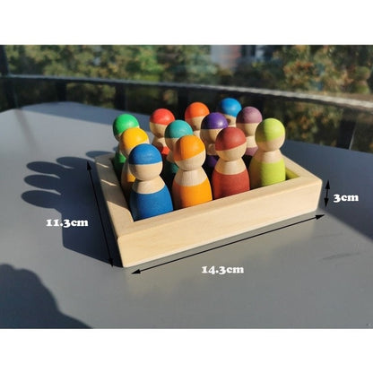 Montessori Wooden Color Sorting Balls, Boards, Peg Dolls, Cups, and Rings