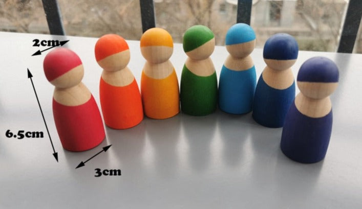 Montessori Wooden Color Sorting Balls, Boards, Peg Dolls, Cups, and Rings