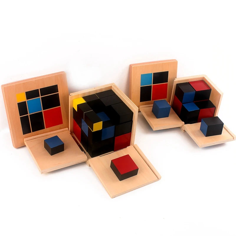 Montessori Binomial and Trinomial Cube Wooden Math Material