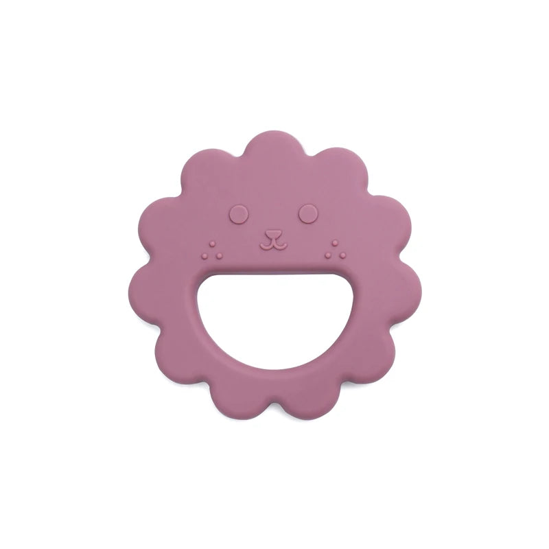 Dusty rose sunflower face silicone teether