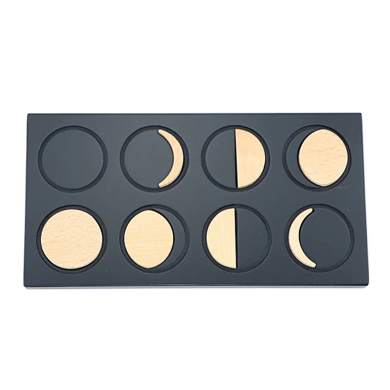 Montessori Moon Phases Puzzle Wooden Lunar Cycle Science Toy
