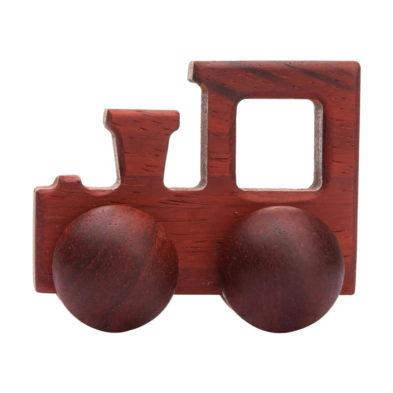 Wooden toy train on a white background