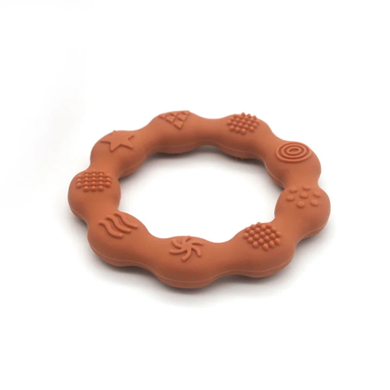 Orange wavy silicone teething ring
