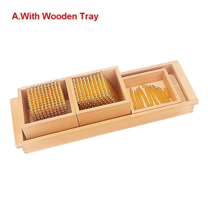 Large golden bead set with wooden trays