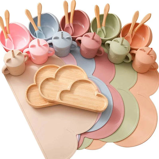 6pcs Silicone Clouds Baby Feeding Set