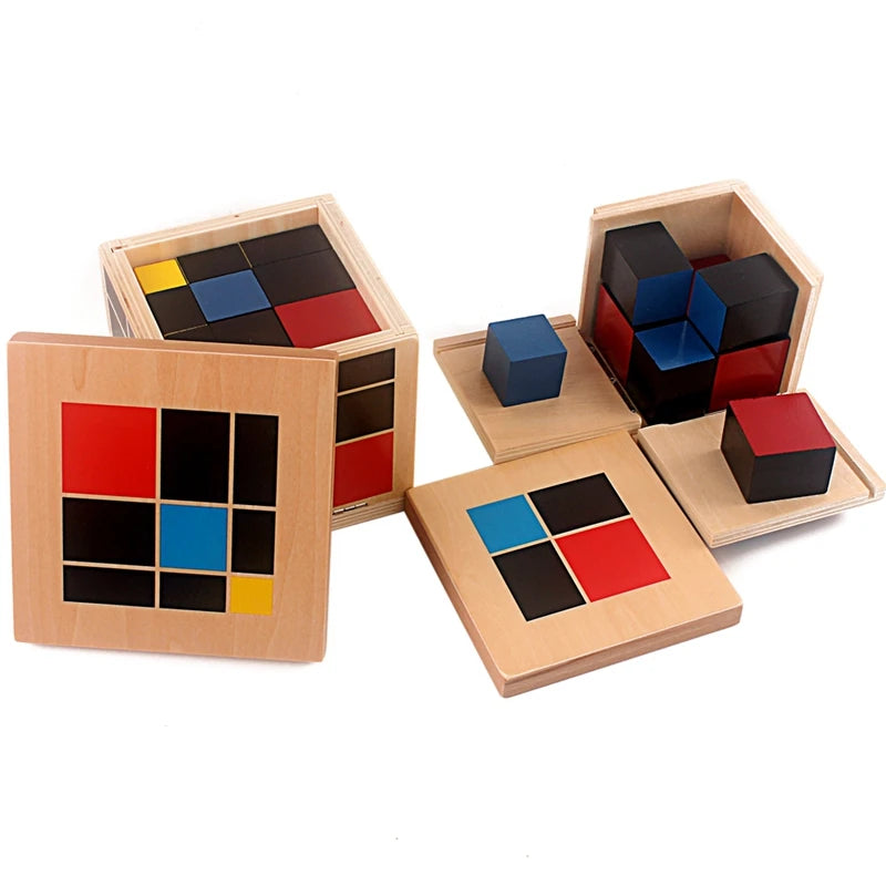 Montessori Binomial and Trinomial Cube Wooden Math Material