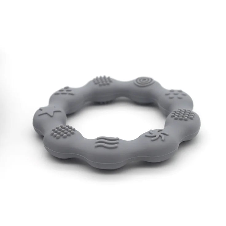 Grey wavy silicone teething ring