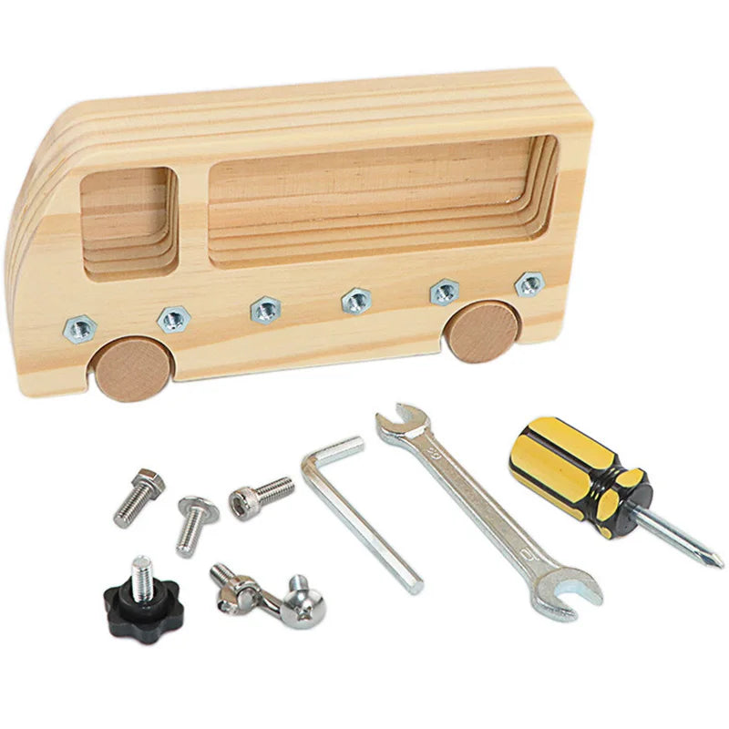 Wooden Busy Bus Screw & Bolt Set | Oliver Montessori Toys