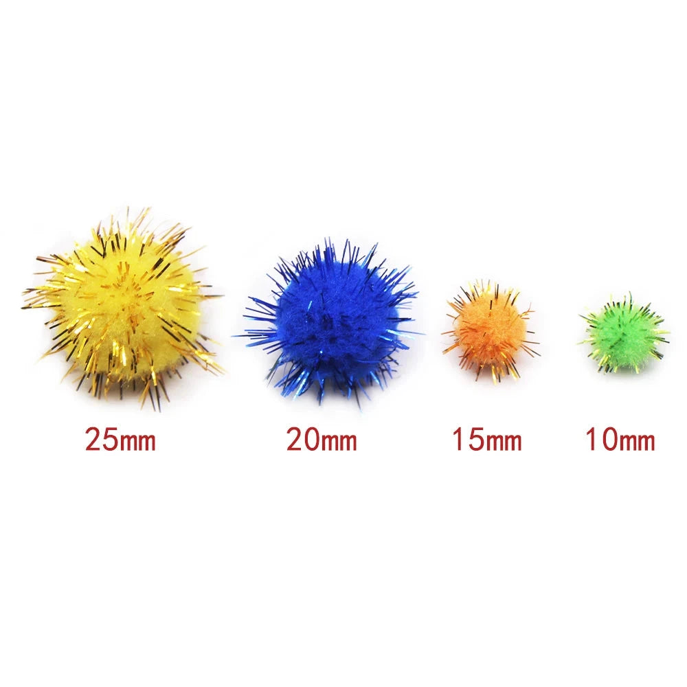 Mixed Color Glitter Pompoms 10/15/20/25mm | Oliver Montessori