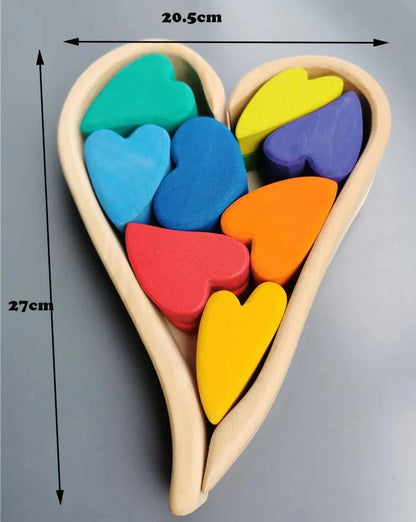 Montessori Wooden Heart Blocks
