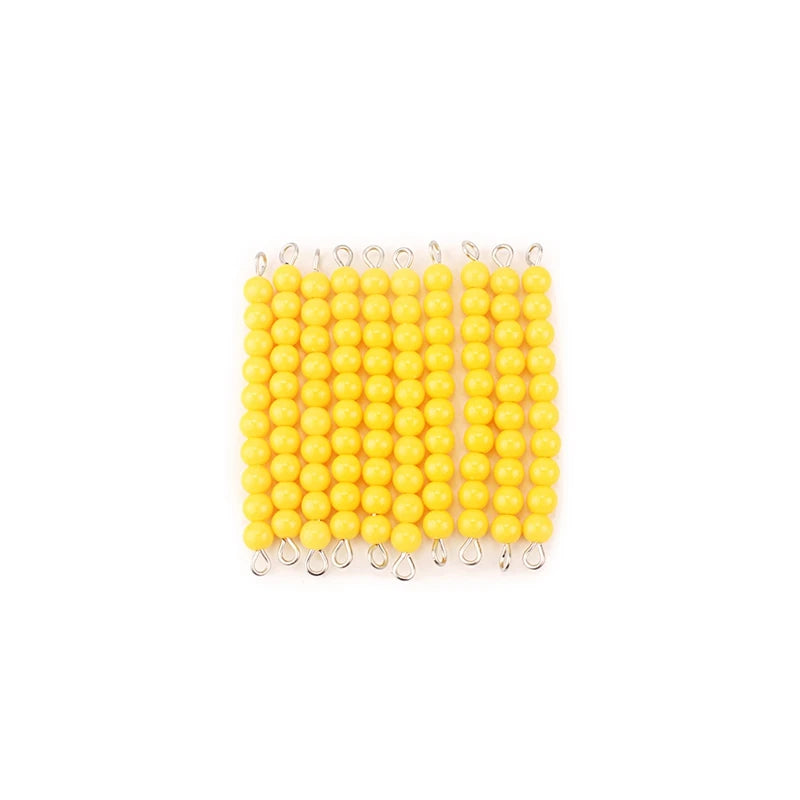 Ten yellow bead bars side by side making one hundred