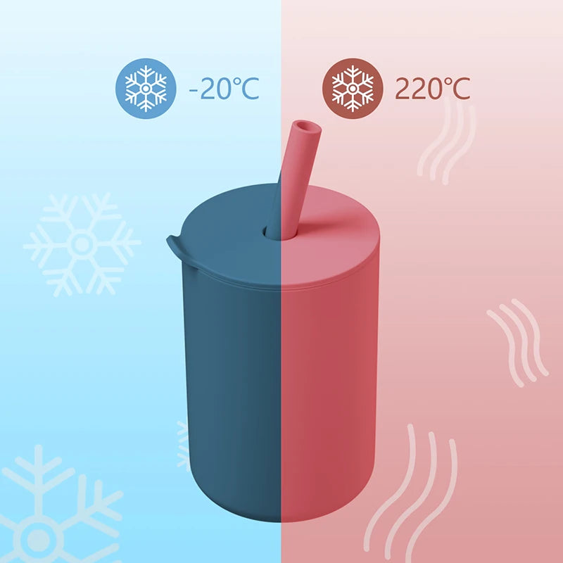 Silicone Baby Training Cup with Straw