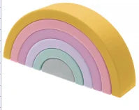 Colorful rainbow-shaped object on a white background