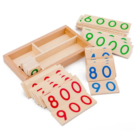 Montessori Wooden Numbers 1-9999 Learning Cards