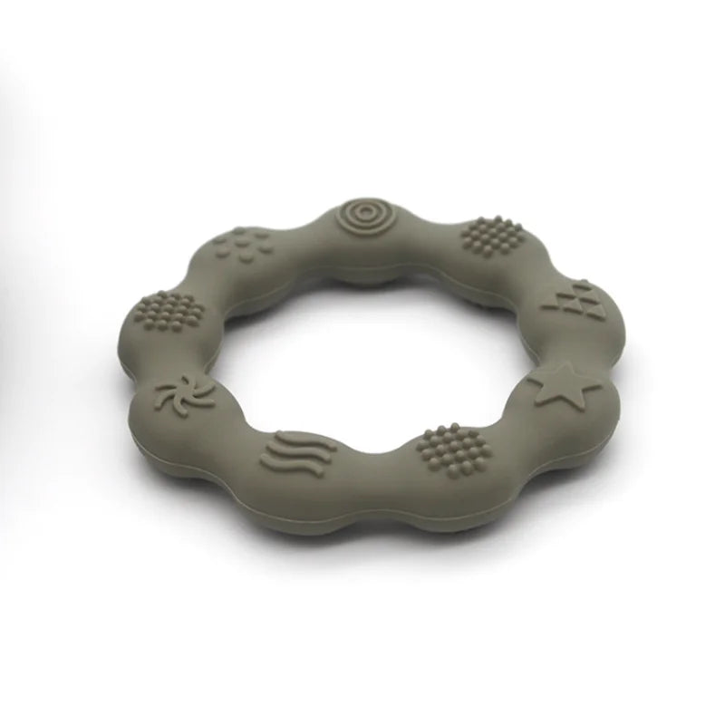Sage wavy silicone teething ring