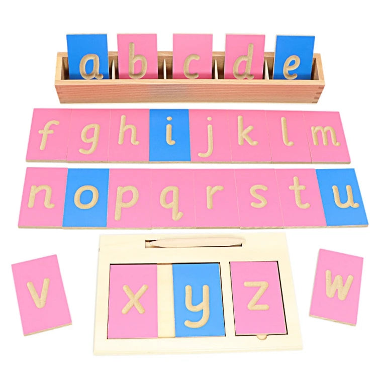 Montessori Movable Alphabet Wooden Letter Tiles with Storage Box
