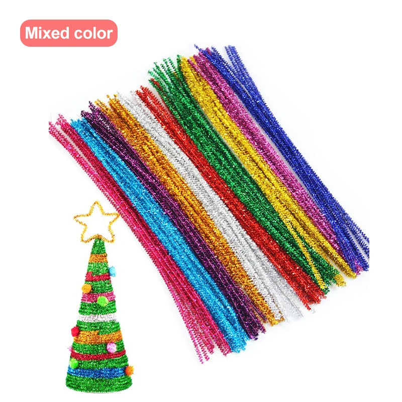 30/50/100pcs Glitter Chenille Pipe Cleaners | Oliver Montessori